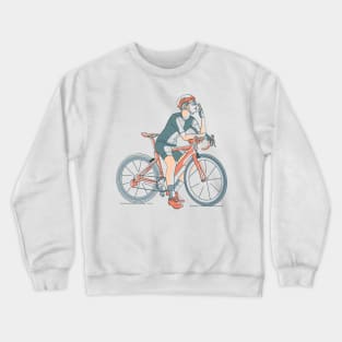 line art road bike rider Crewneck Sweatshirt